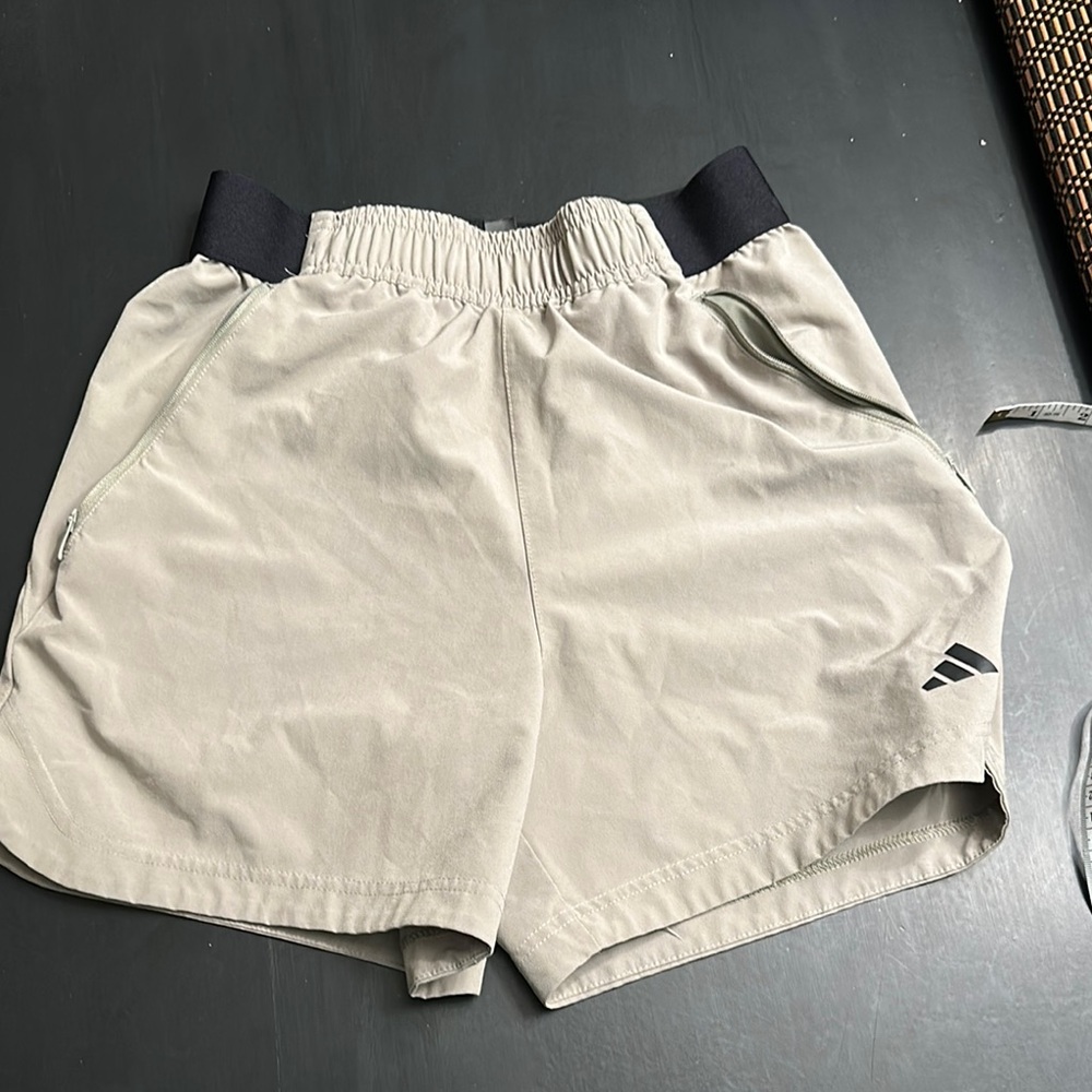 adidas Beige Shorts with Black Elastic Waistband